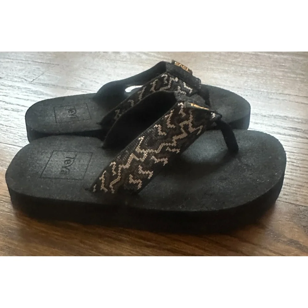 TEVA Youth Mush II Ravine Black Flip Flop Sandals Little Kid Size 11